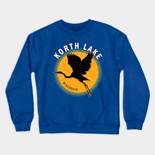 Korth Lake in Wisconsin Heron Sunrise Crewneck Sweatshirt